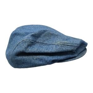 Union Newsboy Cap Blue 7 1/8 Solid Denim Casual Outdoor Blank Vintage USA